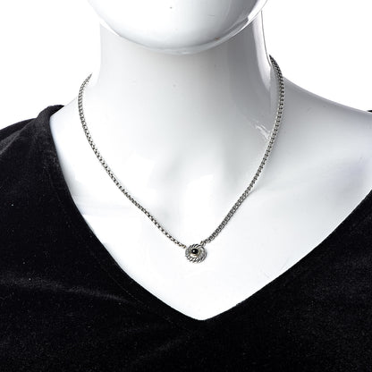 David Yurman Sterling Silver 14K Yellow Gold Black Onyx 12mm Cookie Pendant Necklace 2 of 6