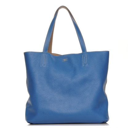 Hermes Taurillon Clemence Double Sens 45 Reversible Tote Mykonos Gris Tourterelle 1 of 11