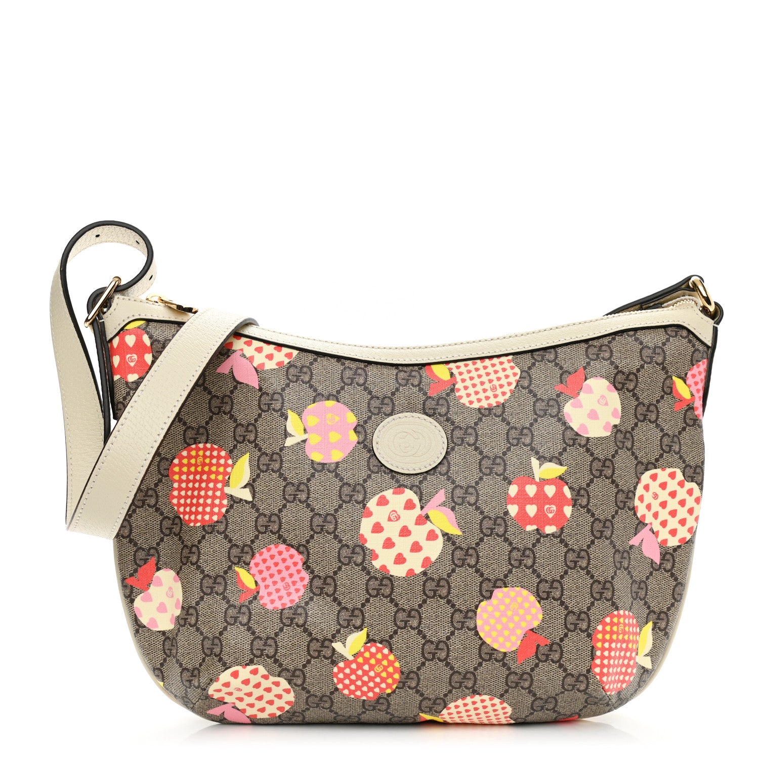 Gucci GG Supreme Monogram Les Pommes Small Ophidia Half Moon Hobo Beige Multicolor Mystic White 1 of 10