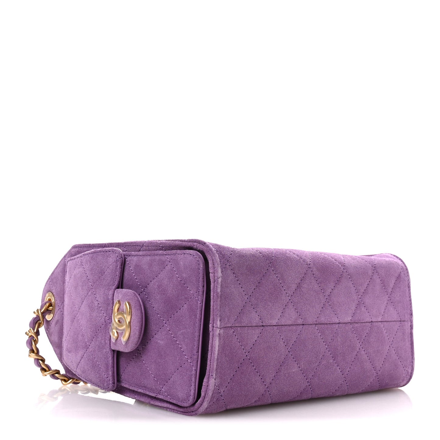 Suede Quilted Mini Chanel 25 Handbag Purple