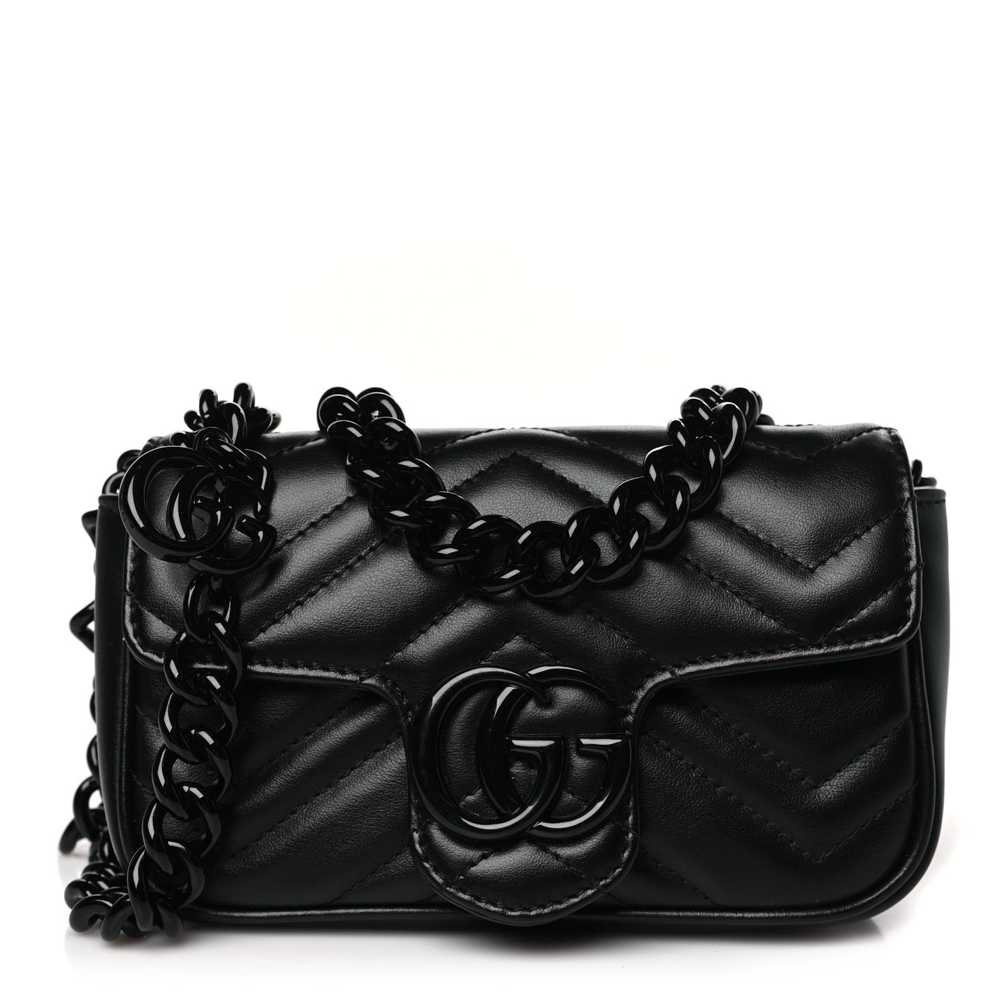 Calfskin Matelasse Monochrome GG Marmont Chain Belt Bag Black
