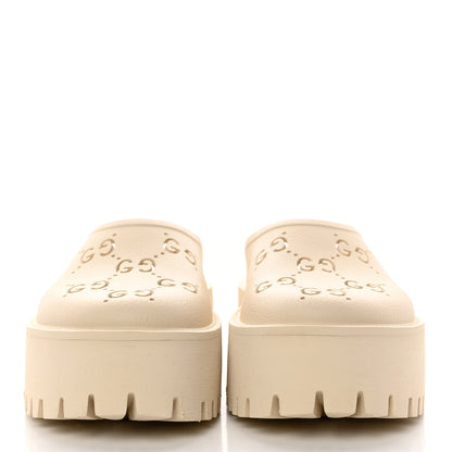 Gucci Rubber GG Monogram Perforated Elea Platform 55mm Lug Sole Sandals 38 Mystic White 2 of 10