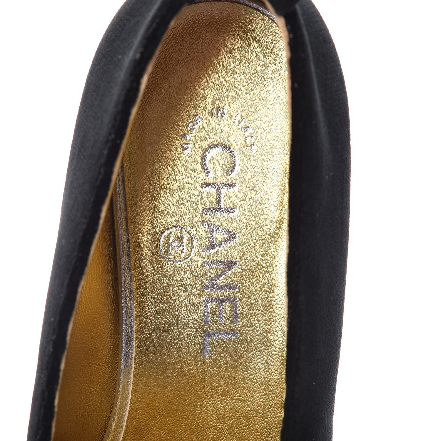 Chanel Velvet Suede Cap Toe Chain Moccasin Loafers 39 Black 5 of 9