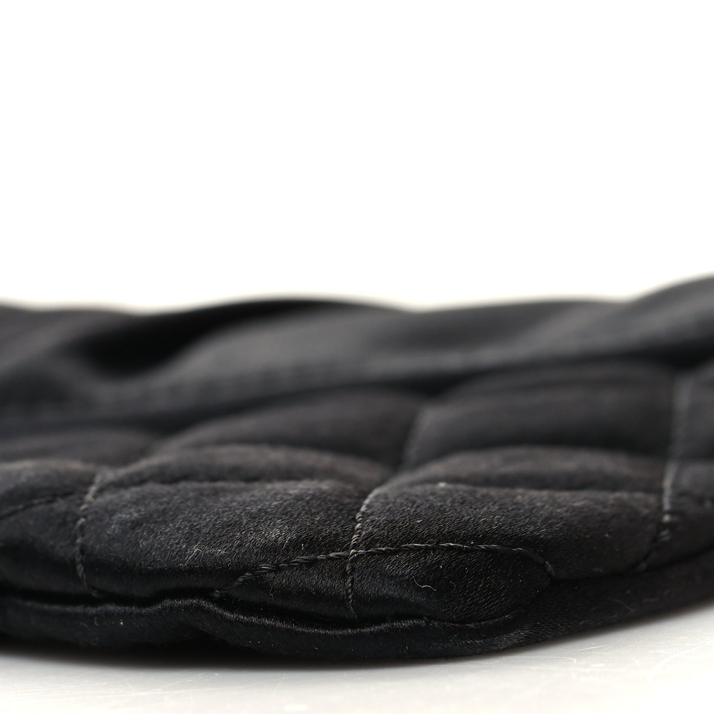 Satin Quilted Flap Clutch Black