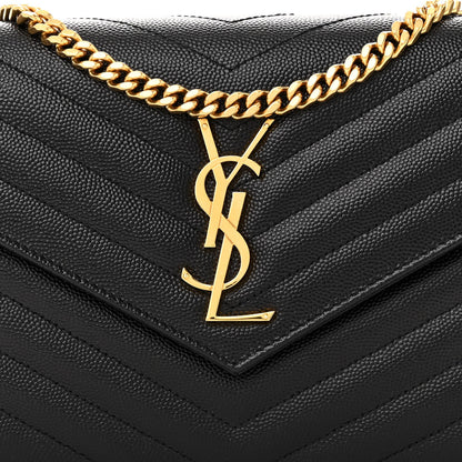 Saint Laurent Grain De Poudre Matelasse Chevron Monogram Chain Wallet Black 7 of 9