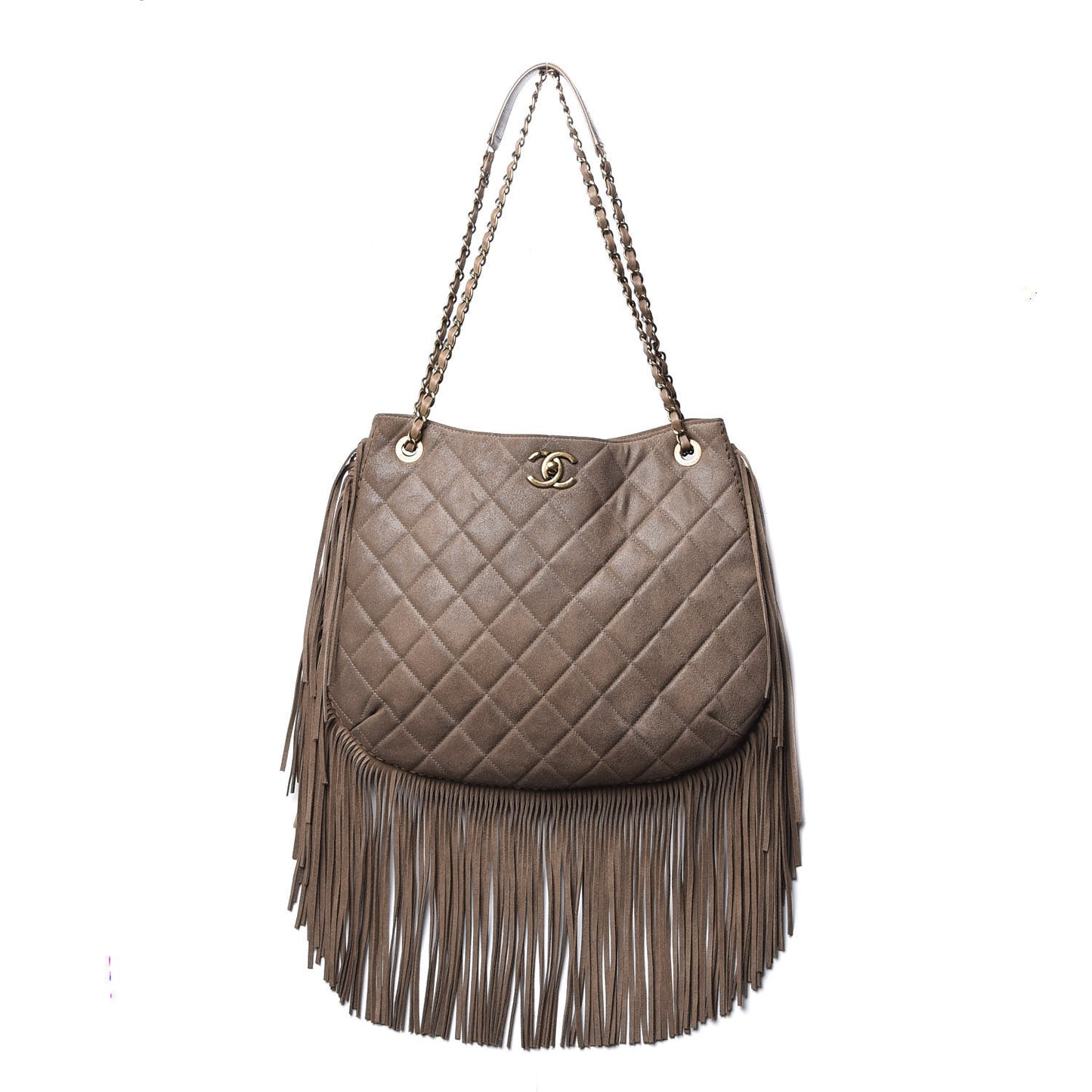 Calfskin Quilted Into The Fringe Hobo Brown