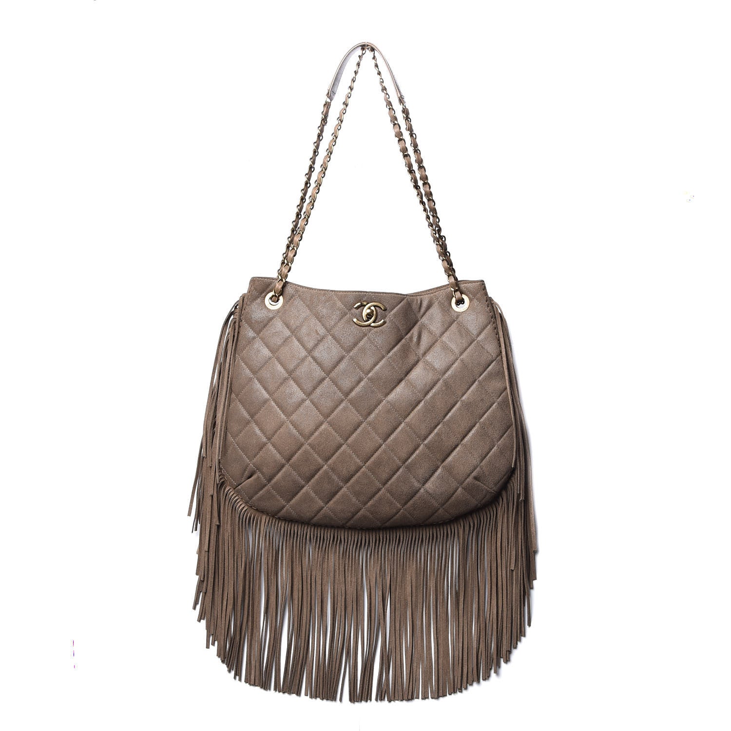 Chanel Calfskin Quilted Into The Fringe Hobo Brown 1 of 7