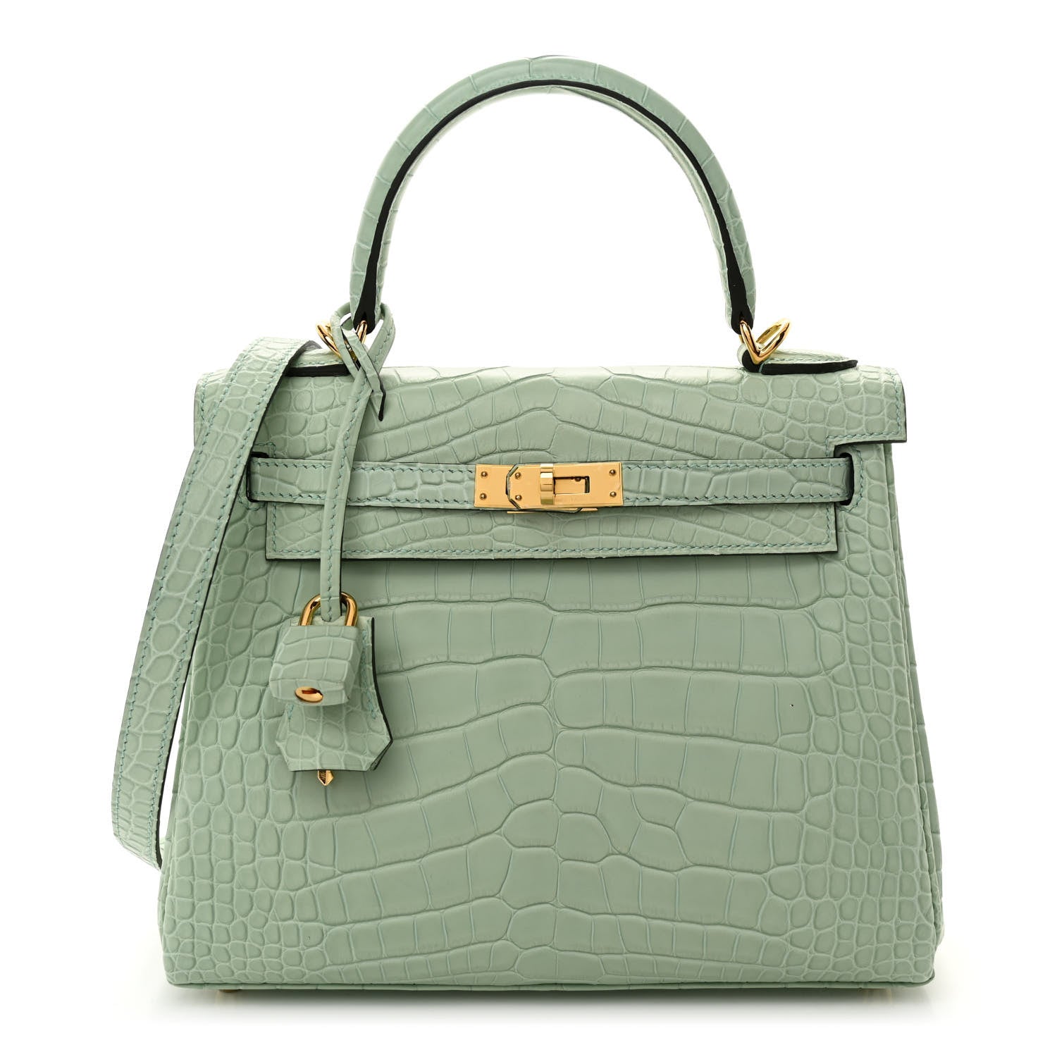 Hermes Matte Alligator Kelly Retourne 25 Vert D'eau 1 of 11