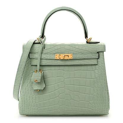 Hermes Matte Alligator Kelly Retourne 25 Vert D'eau 1 of 11