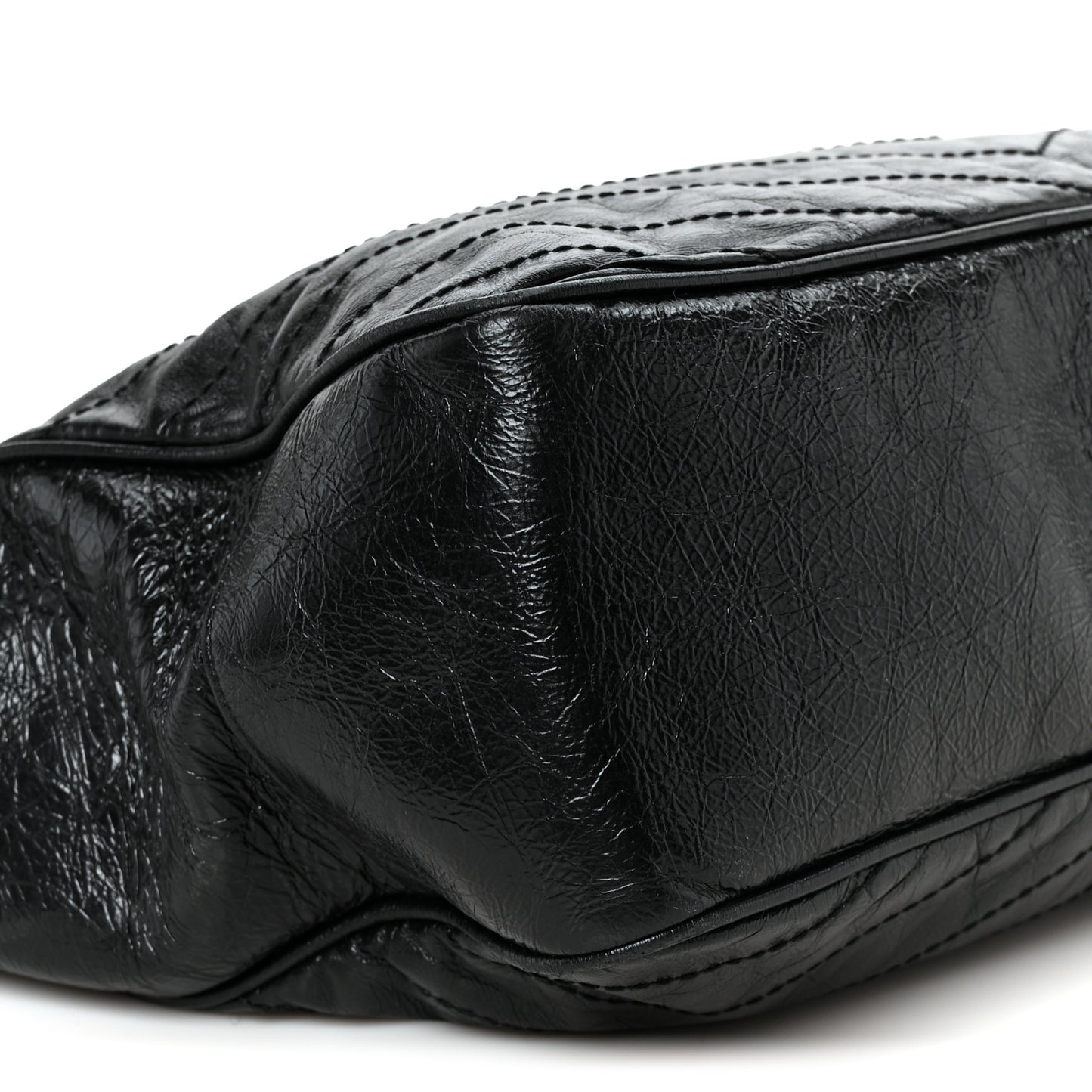 Crinkled Calfskin Matelasse Monogram Large Niki Shopping Tote Bag Black