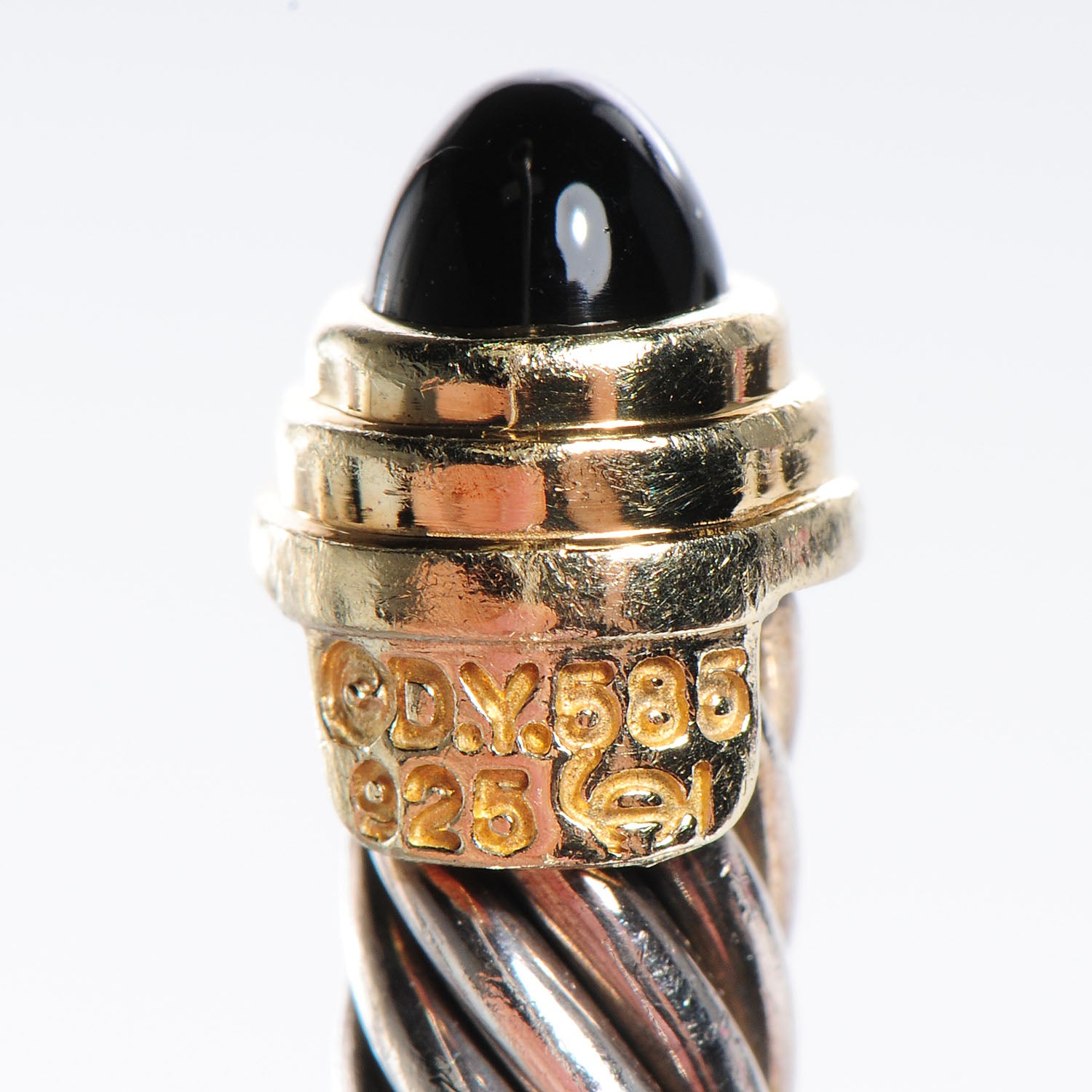 David Yurman Sterling Silver 14K Yellow Gold Black Onyx 5mm Cable Classics Bracelet 5 of 5