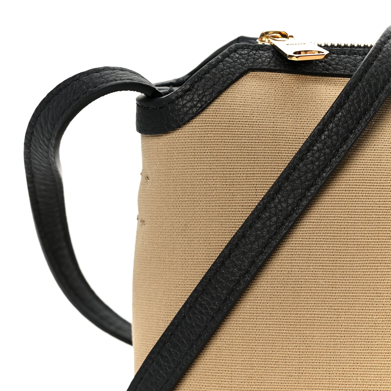 Khaite Canvas Calfskin Medium Lina Crossbody Bag Black Honey 7 of 9