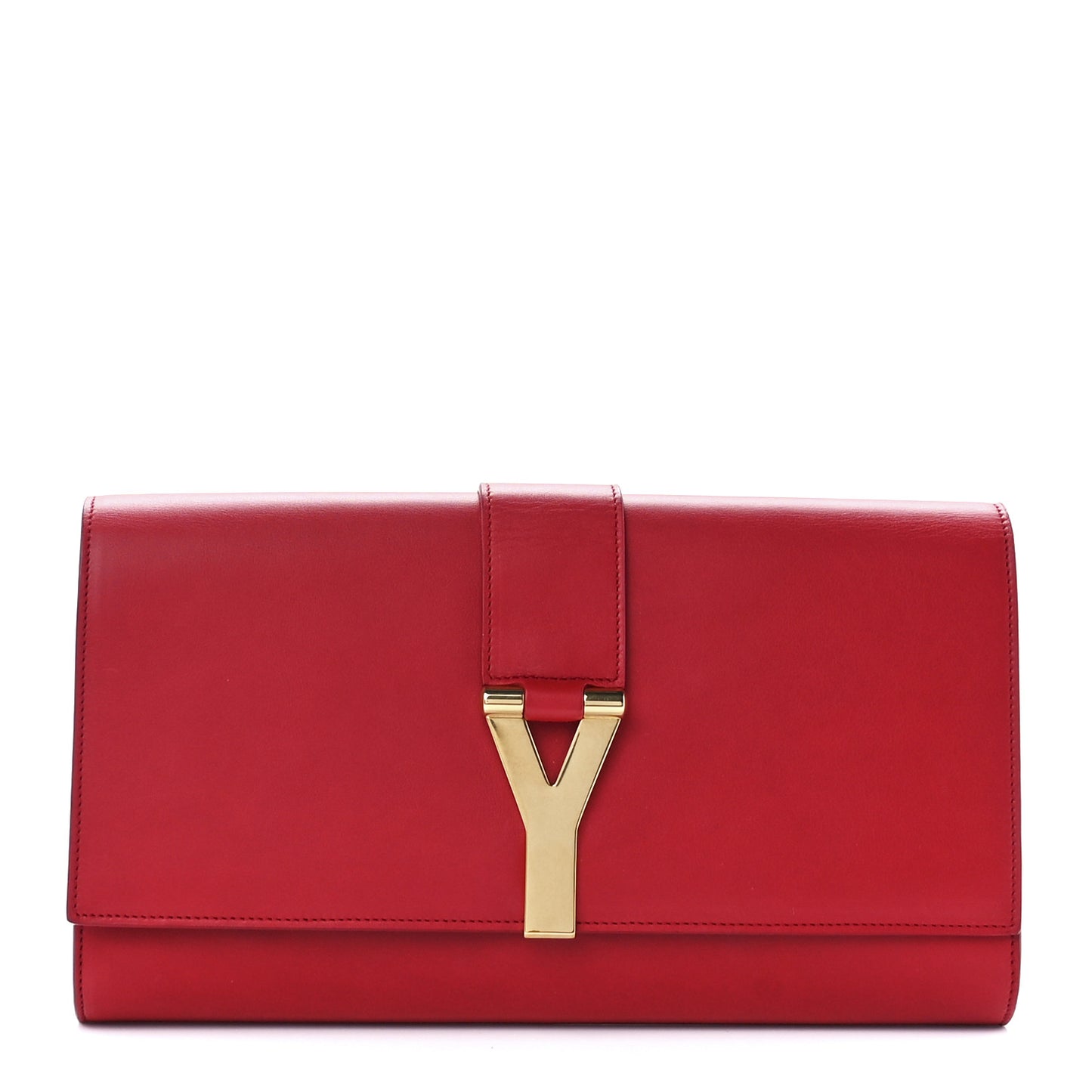 Calfskin Classic Y Ligne Clutch Red