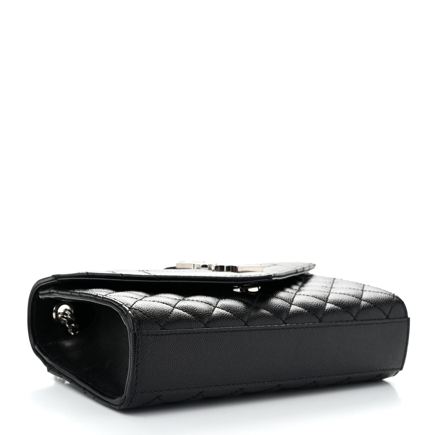 Grain De Poudre Textured Mixed Matelasse Triquilt Small Monogram Satchel Black