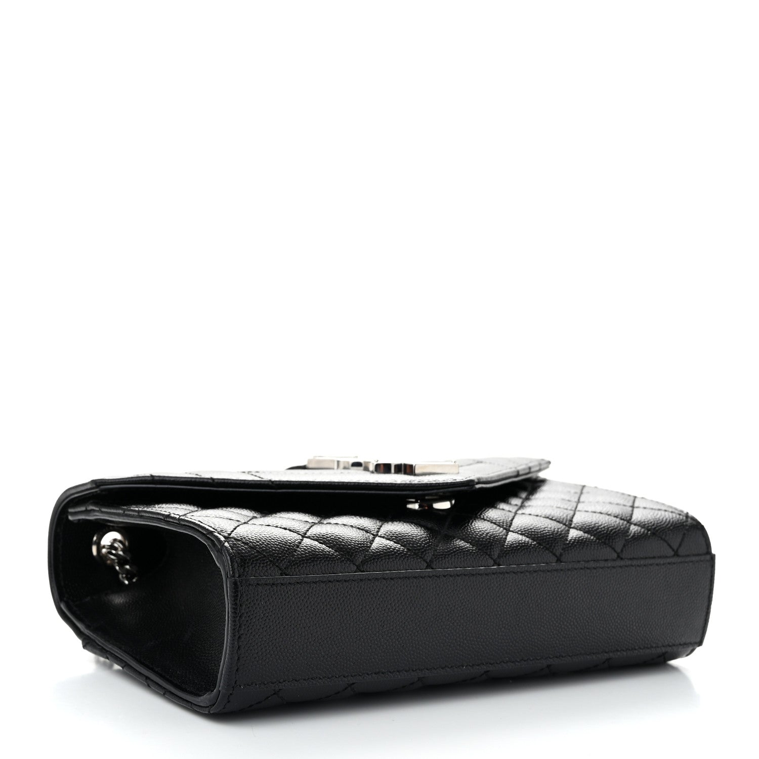 Saint Laurent Grain De Poudre Textured Mixed Matelasse Triquilt Small Monogram Satchel Black 4 of 10