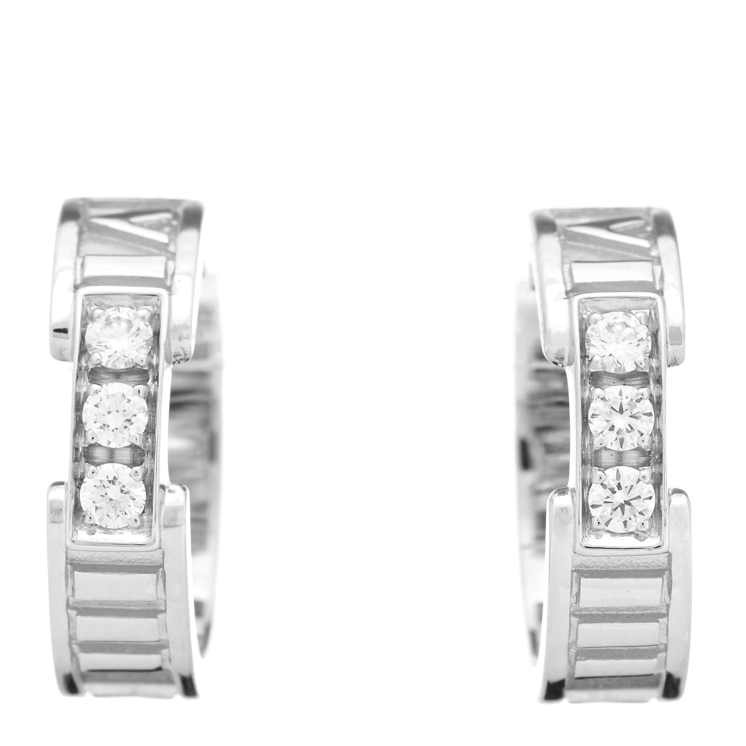 Tiffany 18K White Gold Diamond Atlas Hoop Earrings 1 of 5