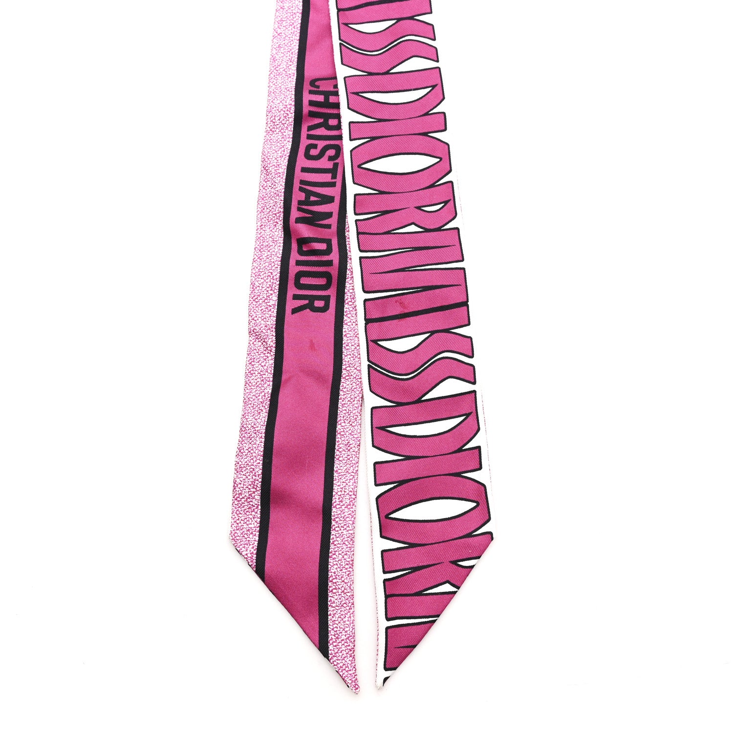 Christian Dior Silk Miss Dior Allover Mitzah Scarf White Fuchsia 2 of 3