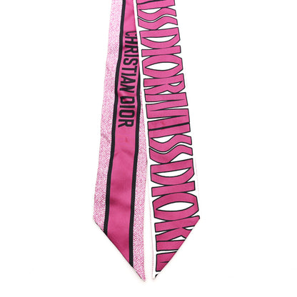 Christian Dior Silk Miss Dior Allover Mitzah Scarf White Fuchsia 2 of 3