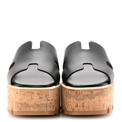 Hermes Calfskin Cork Eze 30 Sandals 35 Black 3 of 10