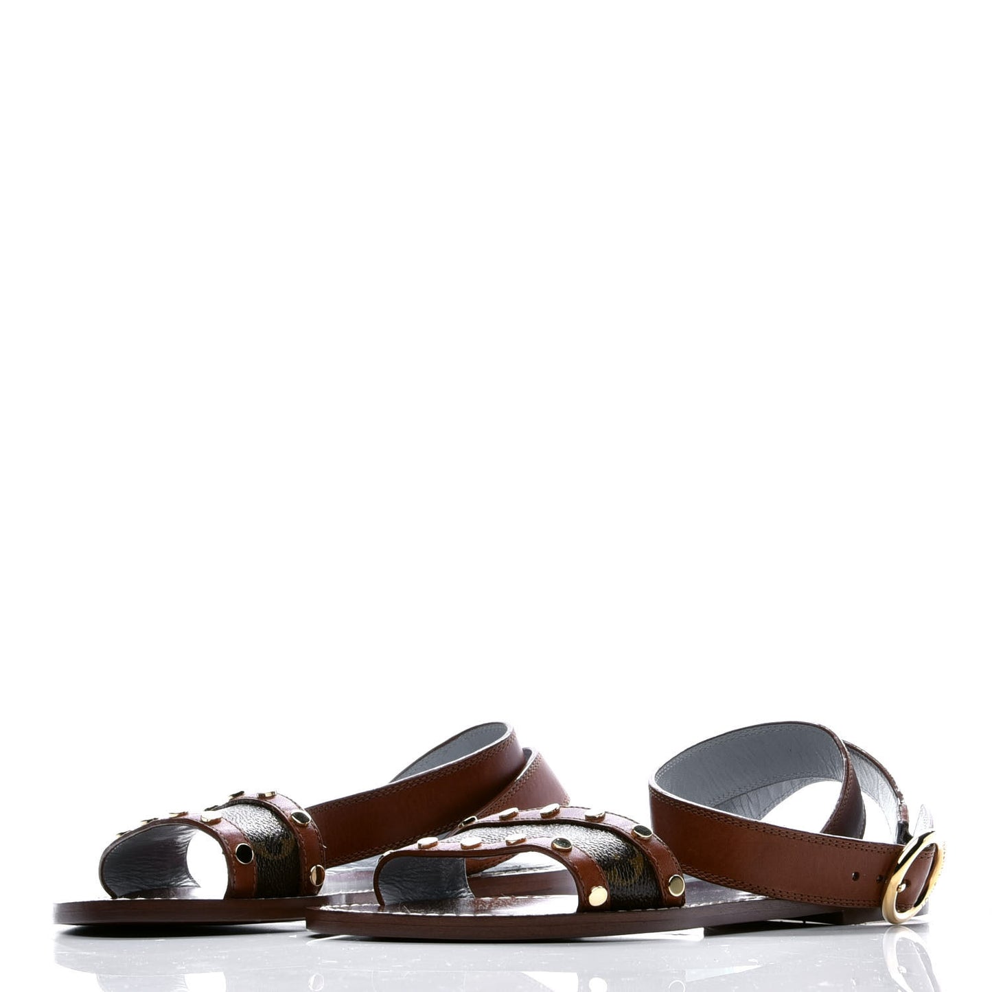 Calfskin Monogram Passenger Flat Sandals 36 Cognac