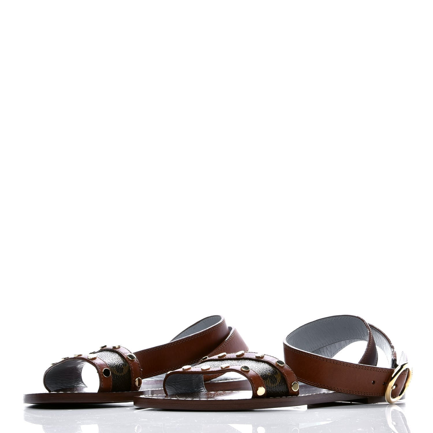 Louis Vuitton Calfskin Monogram Passenger Flat Sandals 36 Cognac 3 of 10