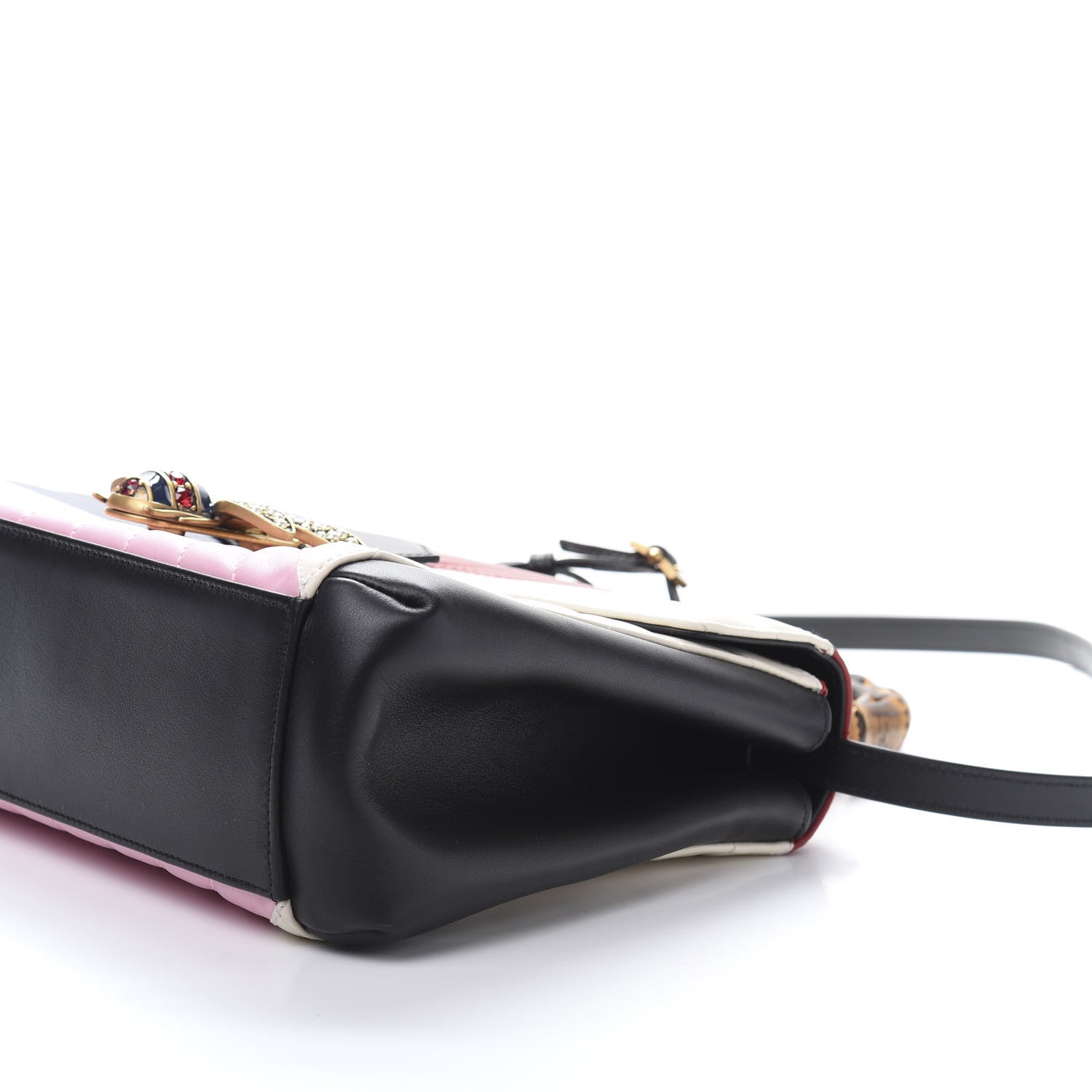 Gucci Calfskin Bamboo Trapuntata Queen Margaret Top Handle Bag Blue Agata Hibiscus Red Mystic White Sugar Pink 7 of 13