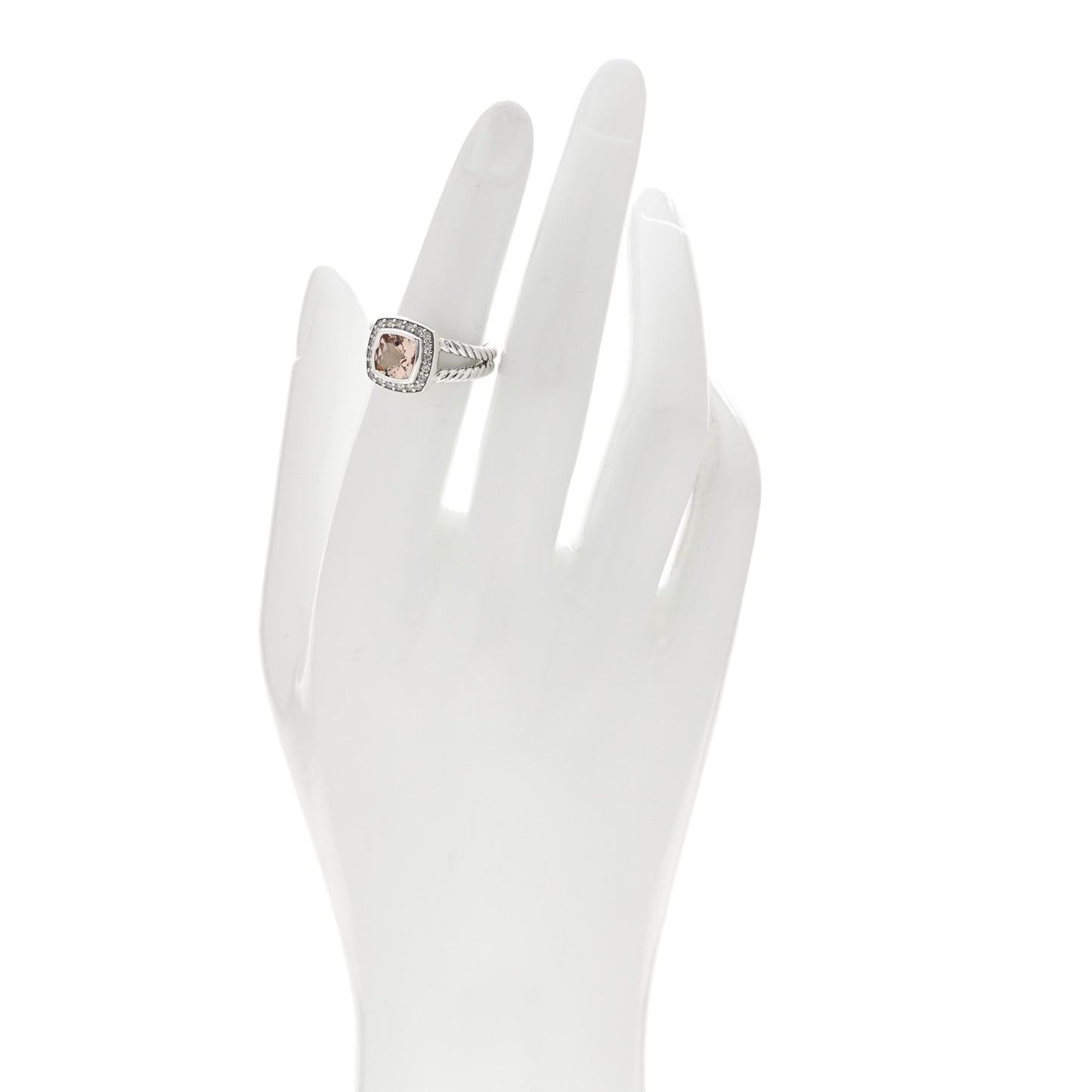 Sterling Silver Diamond Morganite 7mm Petite Albion Ring 50 5.5