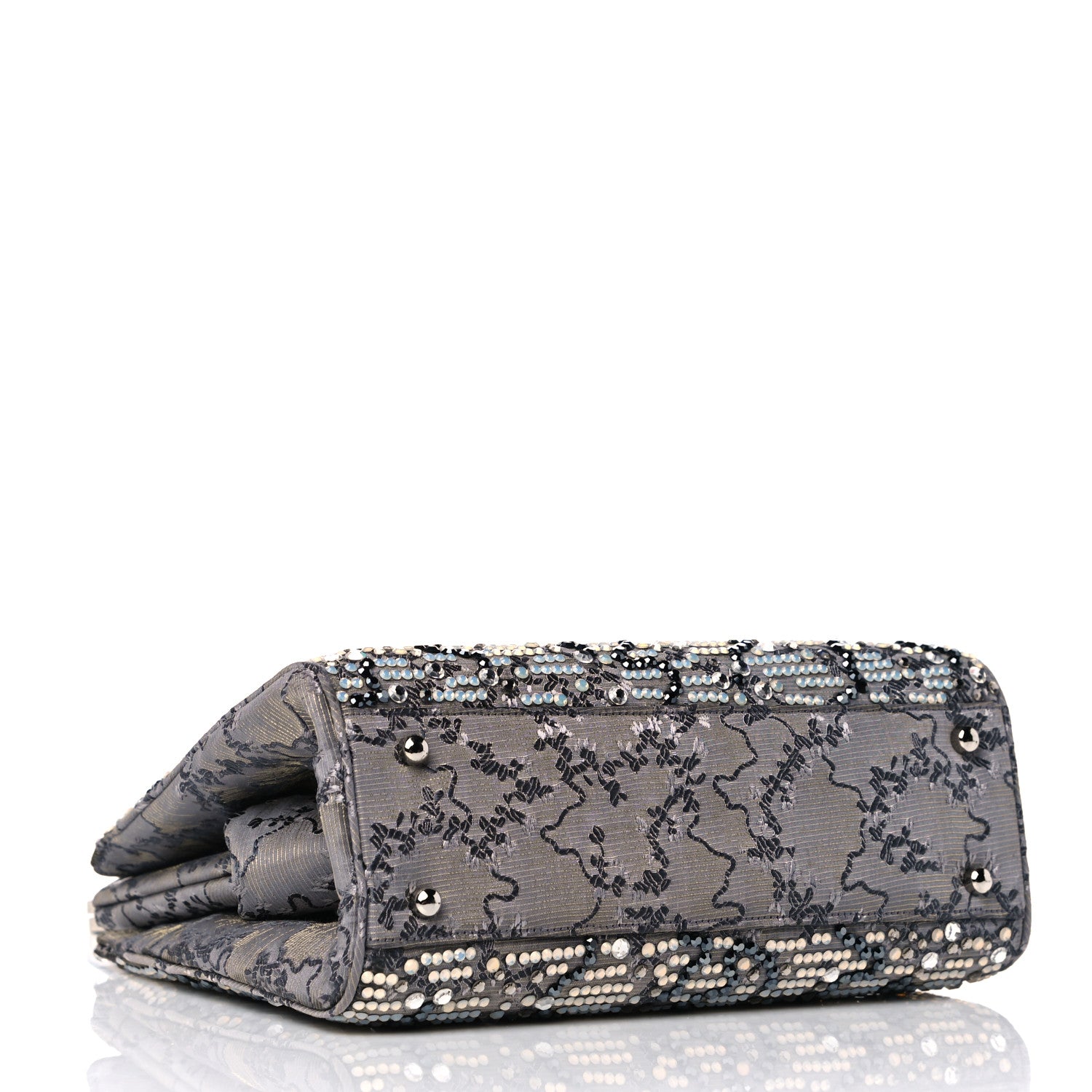 Judith Leiber Crystal Fabric Embroidered Evening Bag Grey 4 of 14