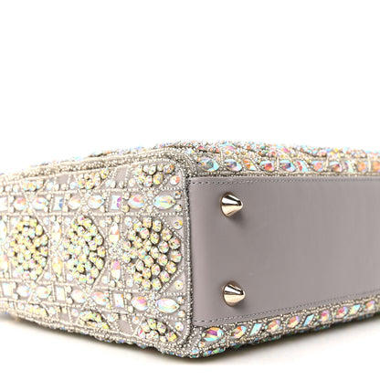 Christian Dior Calfskin Satin Celestial Bead Embroidery Embroidered Small Lady Dior Grey Multicolor 9 of 11