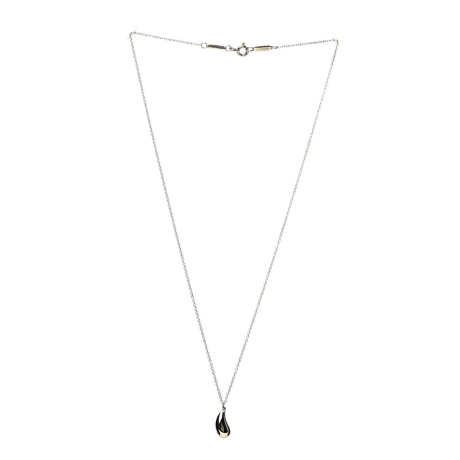 Tiffany 18K Yellow Gold 12mm Elsa Peretti Teardrop Pendant Necklace 3 of 7
