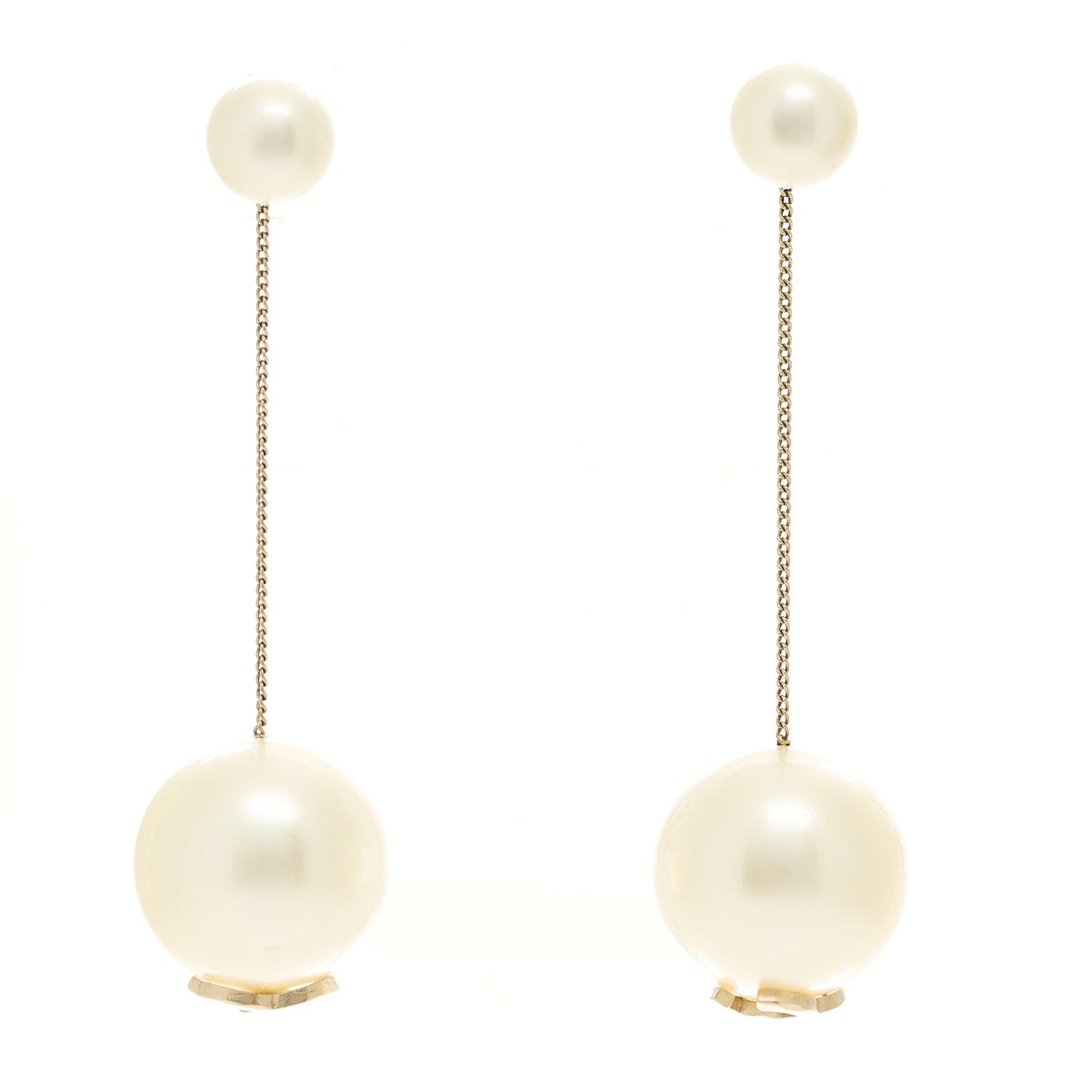 Chanel Pearl CC Chain Drop Earrings Gold 1 of 8
