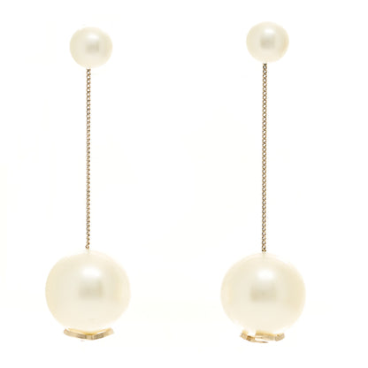 Chanel Pearl CC Chain Drop Earrings Gold 1 of 8