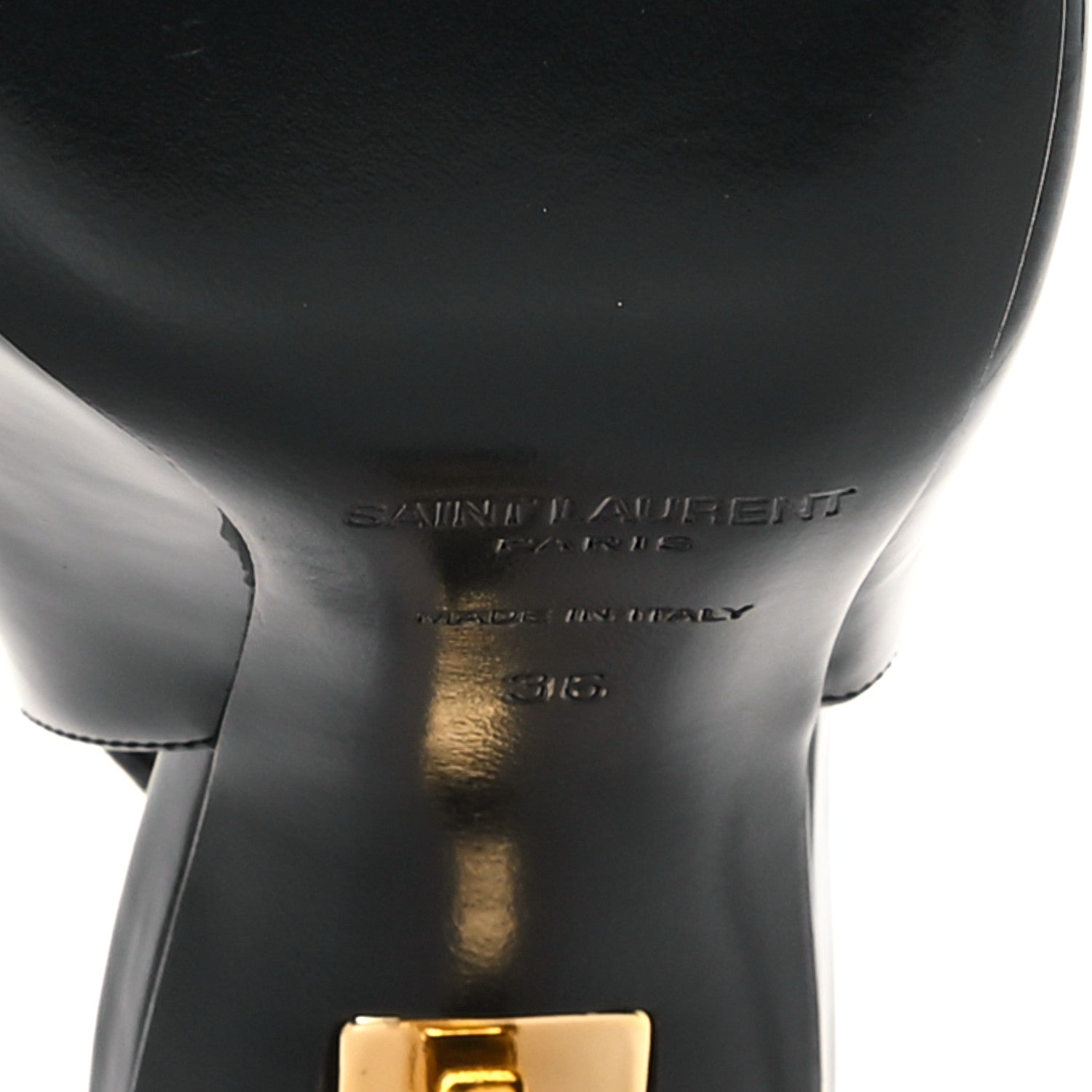 Saint Laurent Patent Opyum 85 Slingback Pumps 36 Black Gold 7 of 10