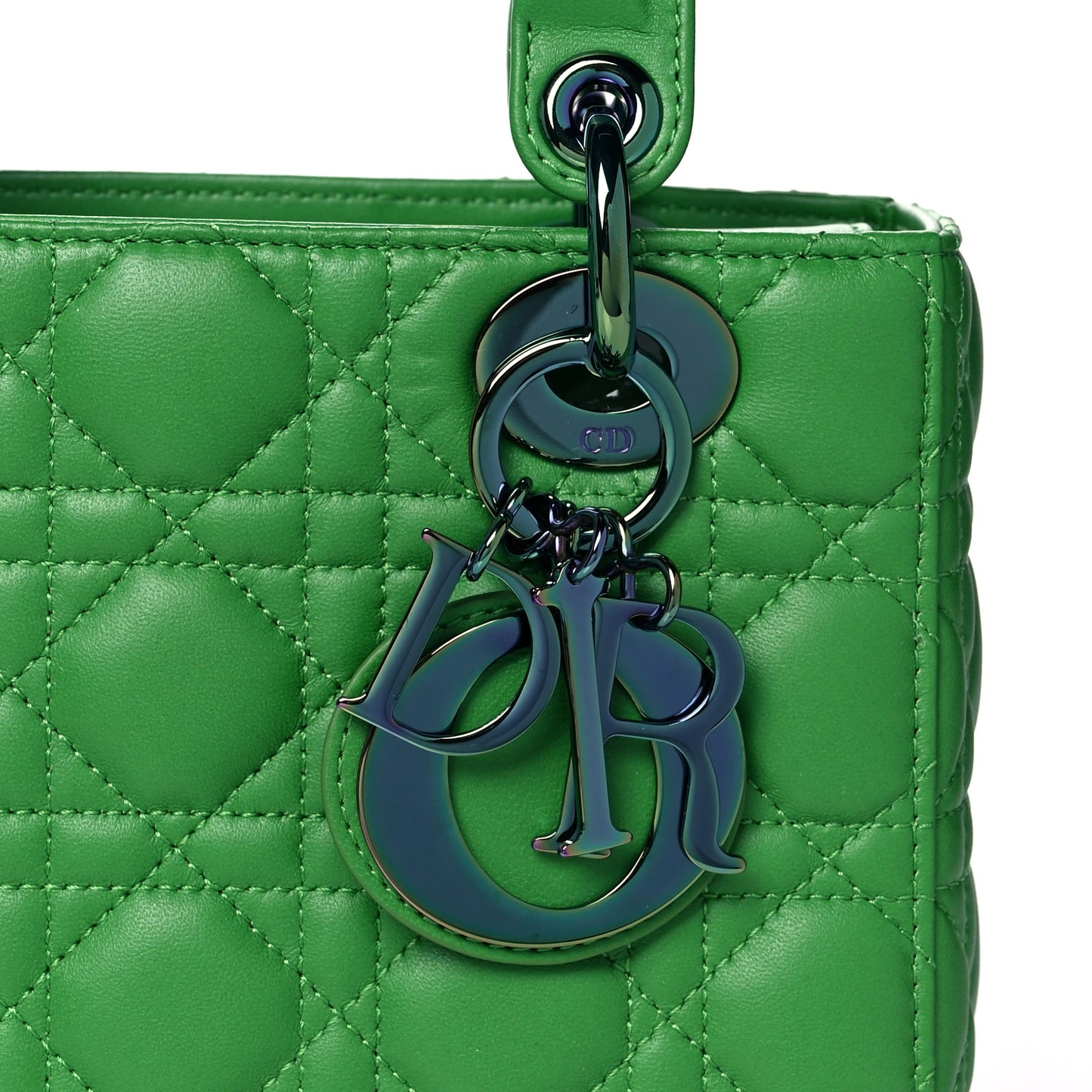 Lambskin Cannage Small Lady Dior Bright Green