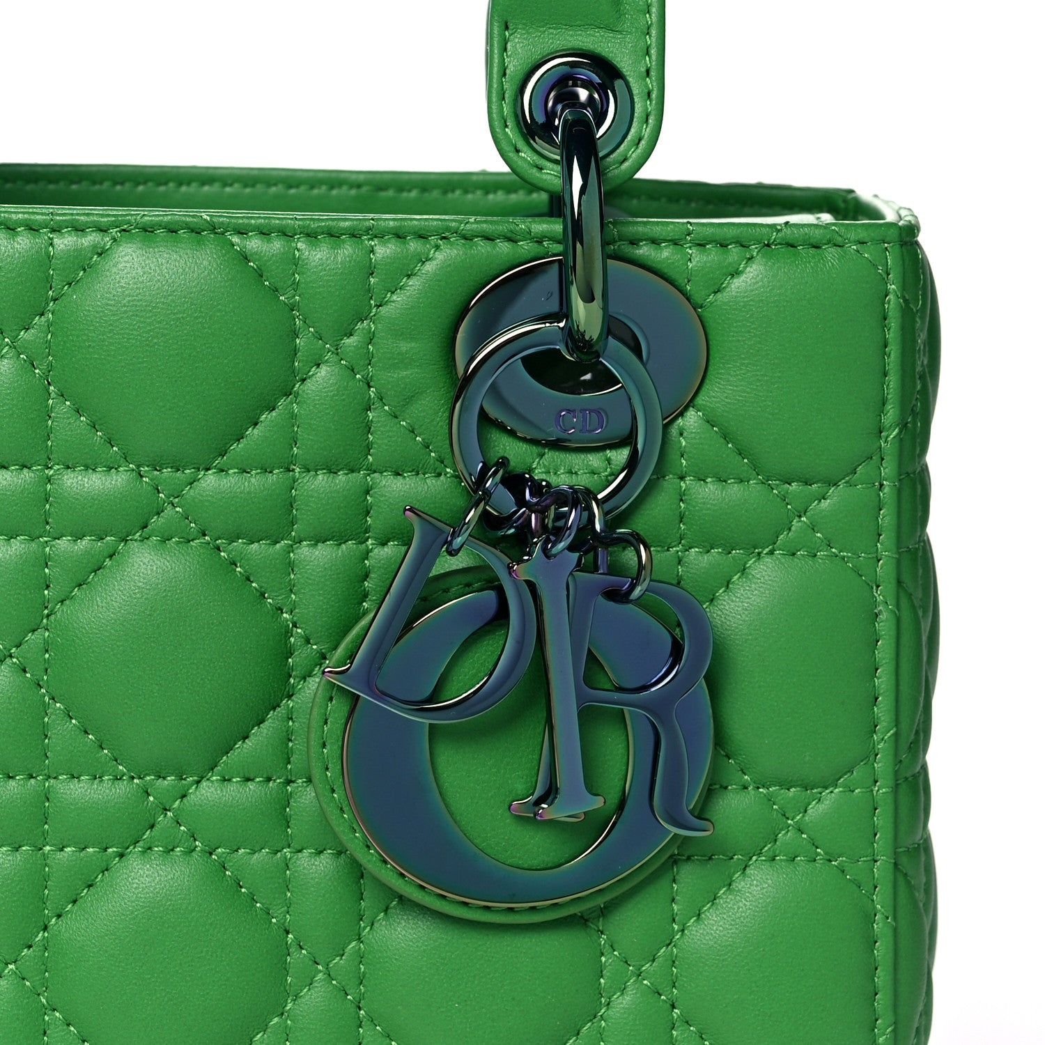 Christian Dior Lambskin Cannage Small Lady Dior Bright Green 8 of 12