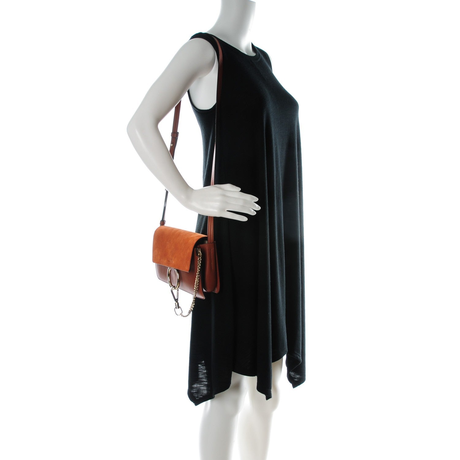 Chloe Suede Calfskin Small Faye Shoulder Bag Tobacco 2 of 7