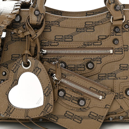 Balenciaga Coated Canvas BB Monogram Neo Cagole Handbag XS Beige Brown 8 of 10