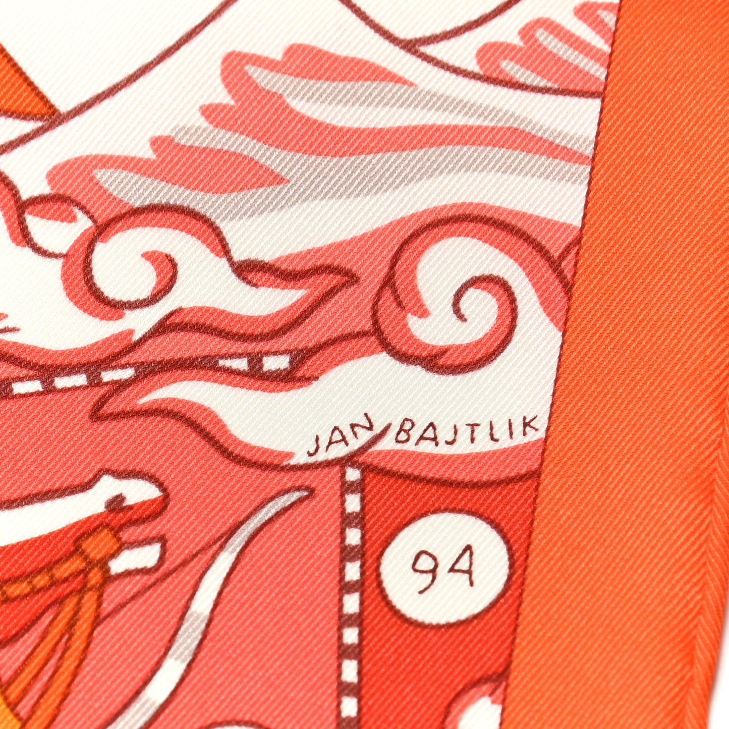 Silk L'Epopee D'Hermes Detail Scarf 70 Orange Gris Perle