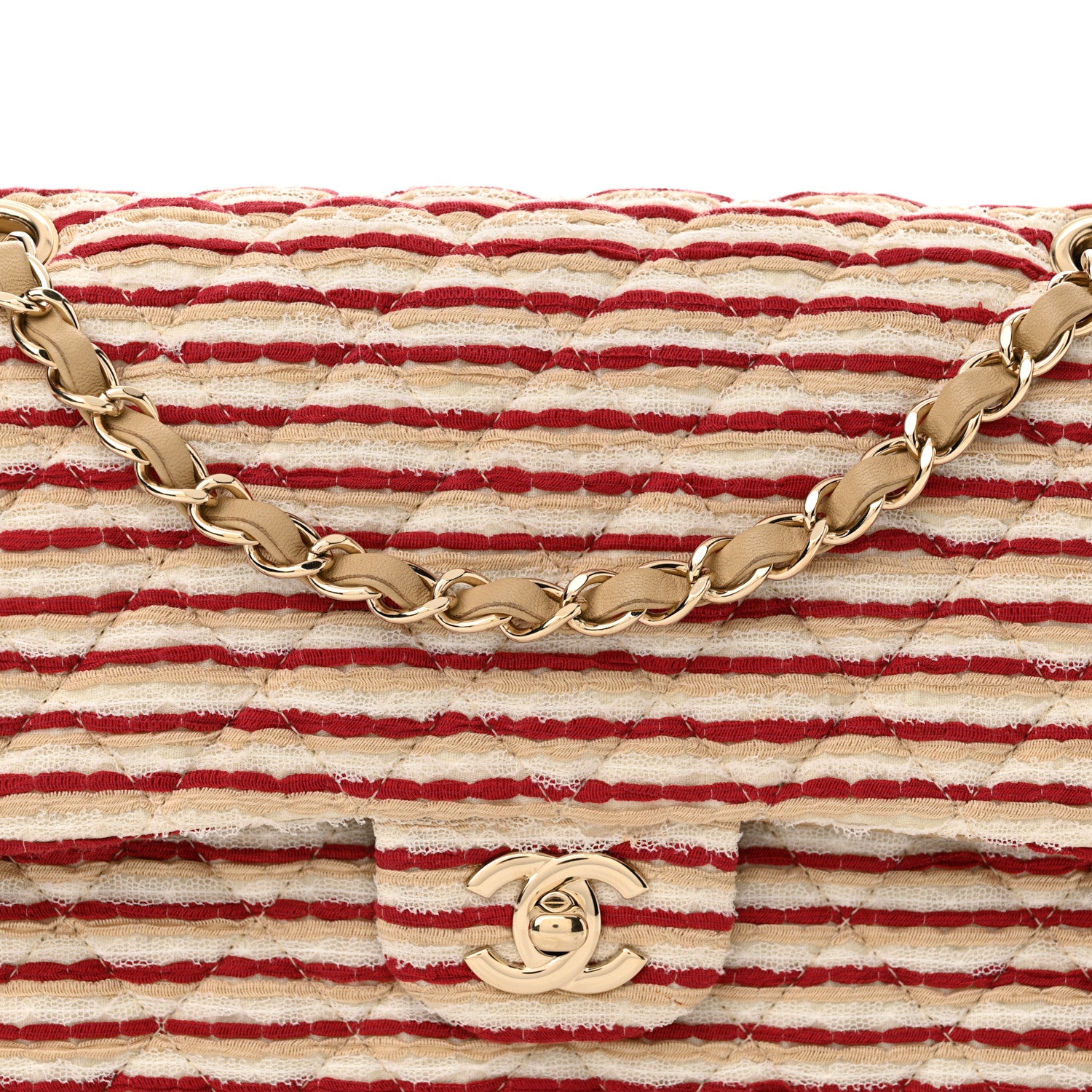 Chanel Jersey Quilted Medium Coco Sailor Flap Red White 8 of 14