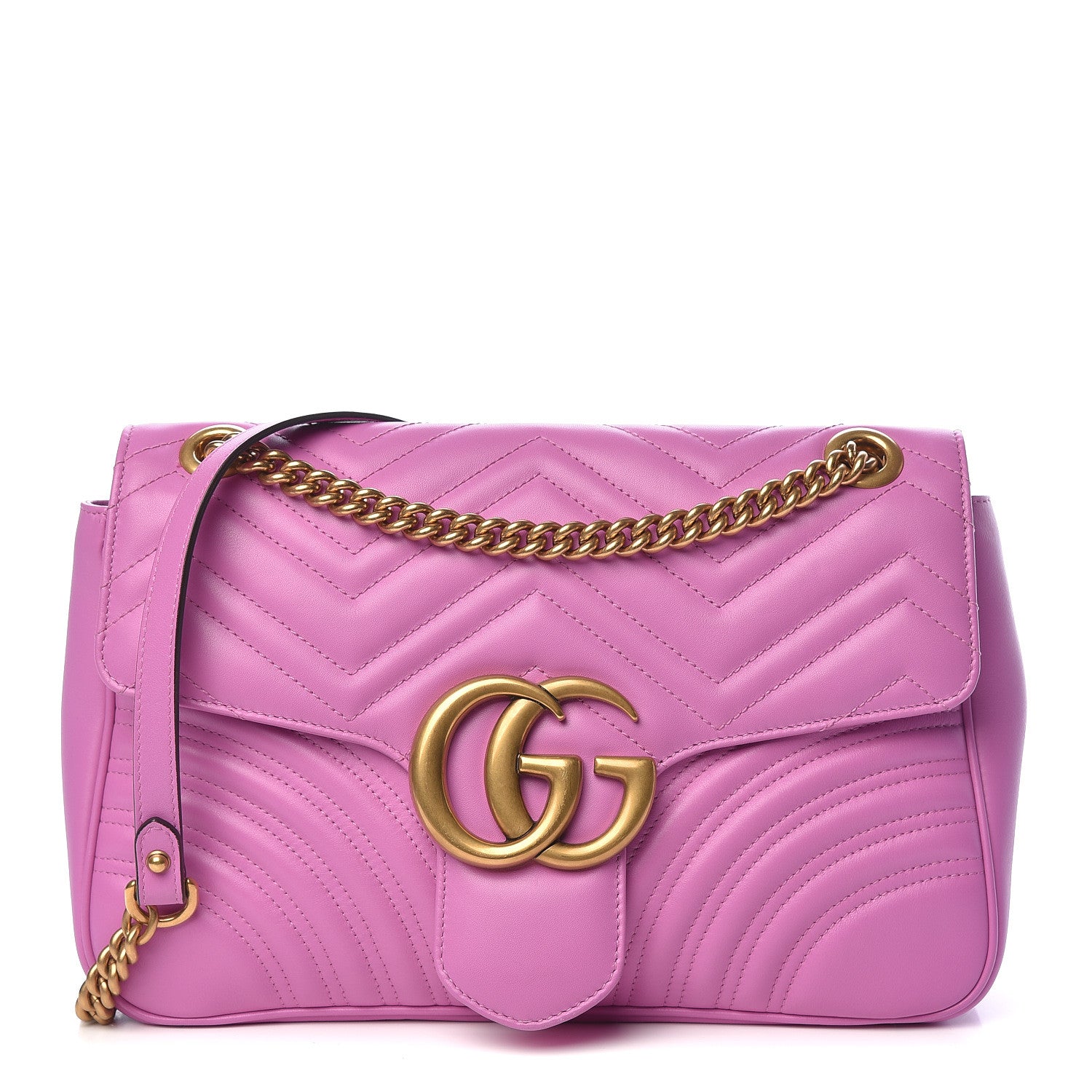 Gucci Calfskin Matelasse Medium GG Marmont Shoulder Bag Candy Mousse 1 of 10