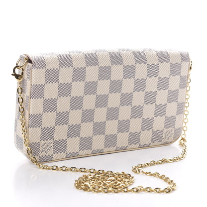 Louis Vuitton Damier Azur Pochette Felicie Chain Wallet Rose Ballerine 3 of 12