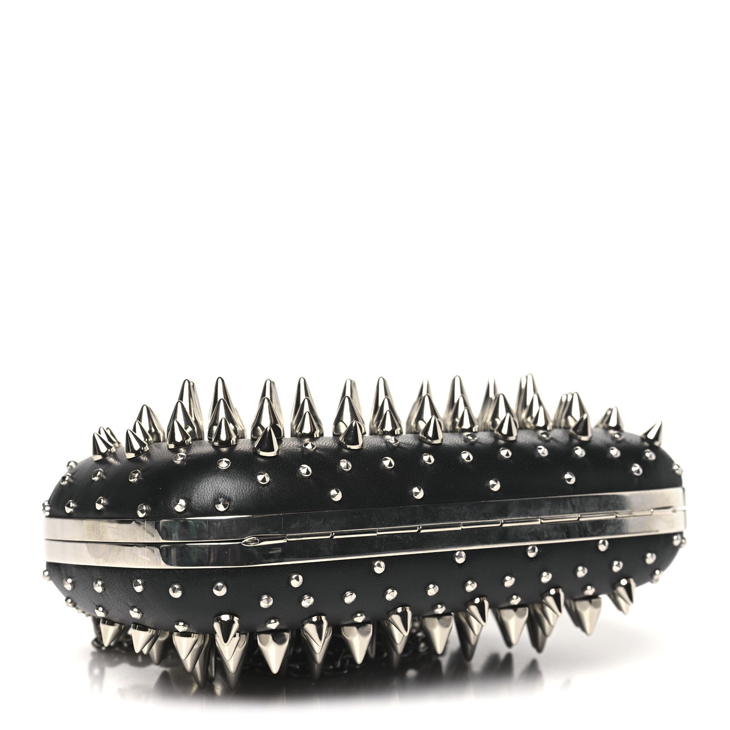 Alexander McQueen Calfskin Spike Studded Knuckle Box Clutch Black 4 of 10