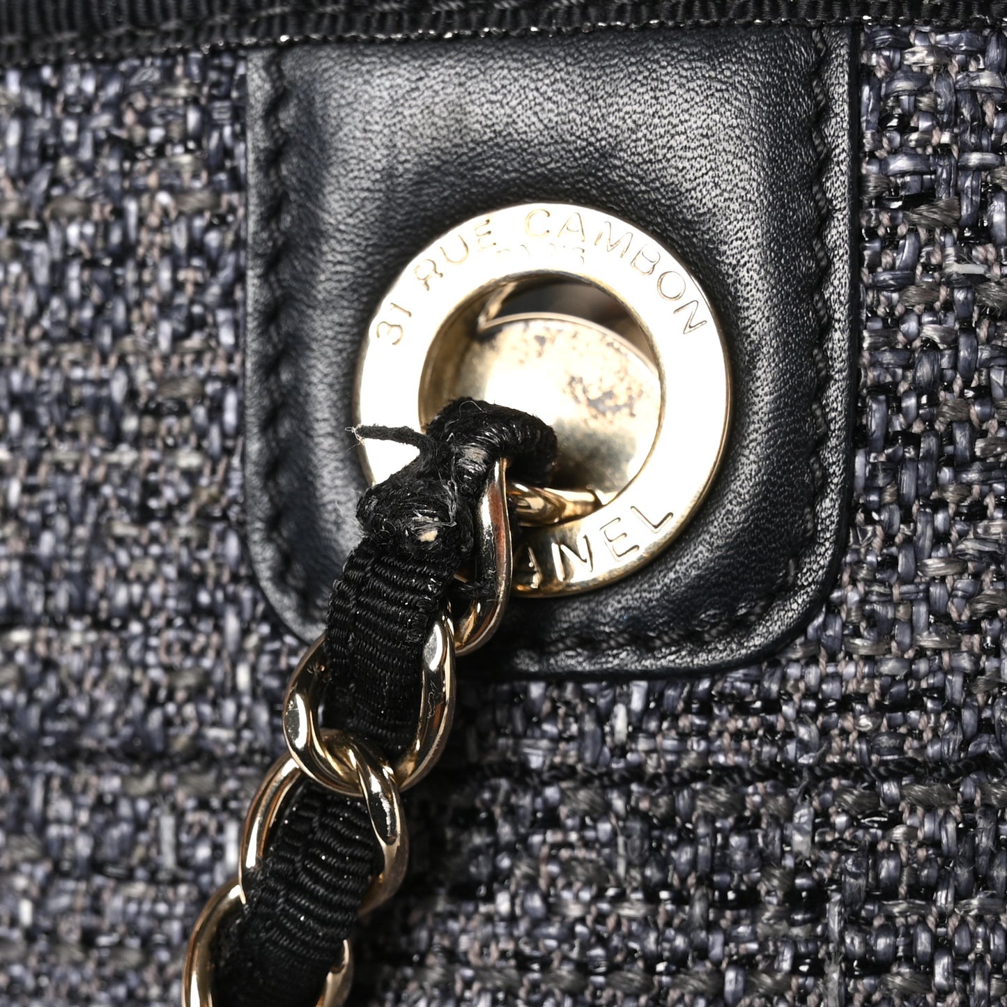 Lurex Boucle Small Deauville Tote Black