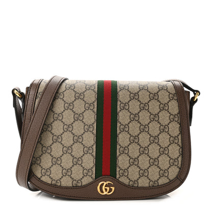 Gucci GG Supreme Monogram Web Small Ophidia Flap Messenger Bag Brown 1 of 10