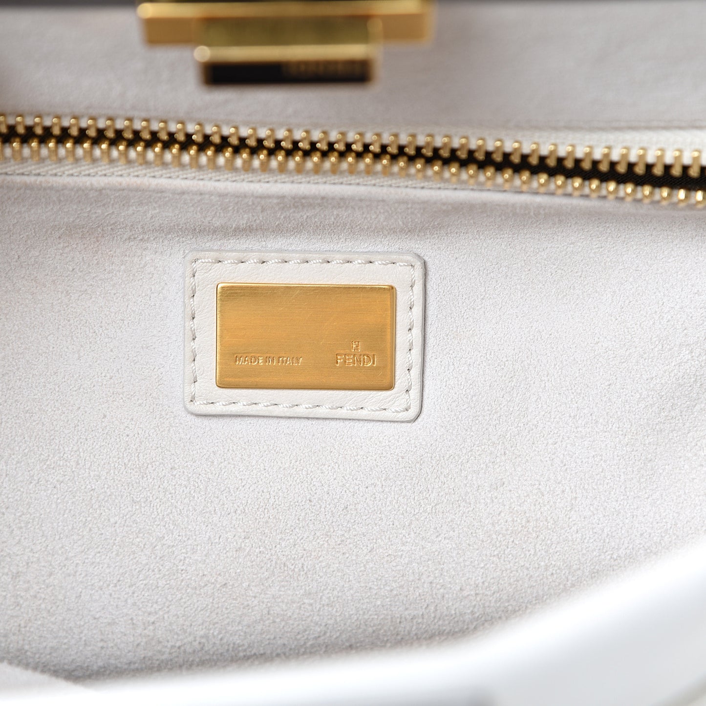 Vitello Suede Medium Peekaboo Iconic Satchel White