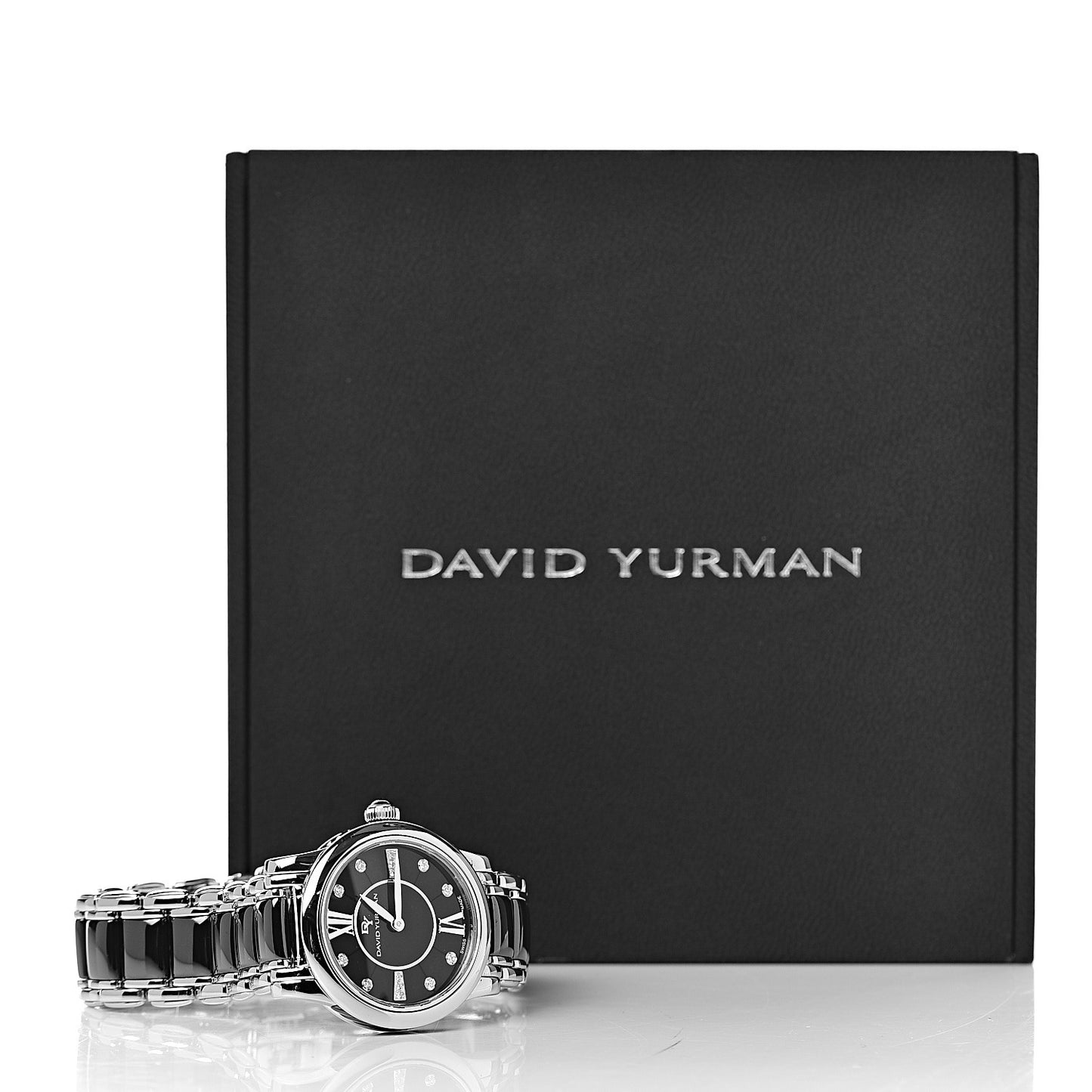 Stainless Steel Ceramic Diamond 30mm Classic Quartz Watch Black