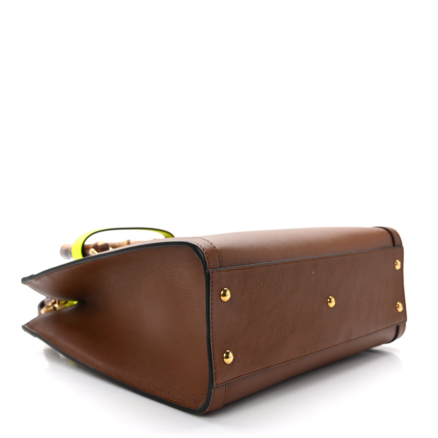 Wonka Grain Calfskin Small Diana Tote Bag Cuir Yellow Fluo