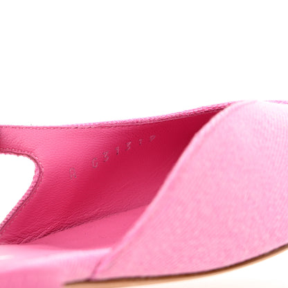 Chanel Denim Cap Toe CC Slingback Flat 37.5 Neon Pink 8 of 9