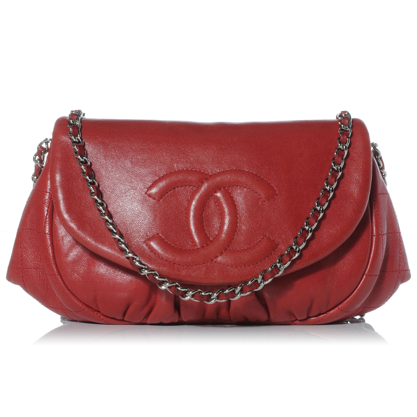 Lambskin Half Moon Wallet On Chain WOC Bag Red