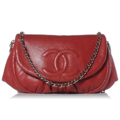 Chanel Lambskin Half Moon Wallet On Chain WOC Bag Red 1 of 9
